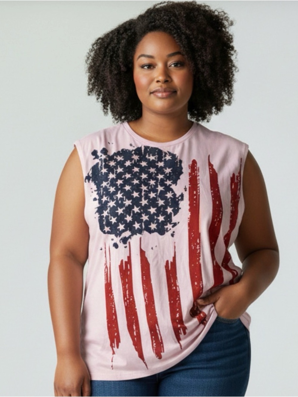 Sleeveless Lilac Flag Graphic Tank Top